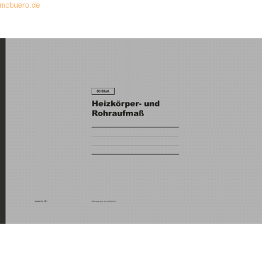 4002871035101 - Heizkörper- und Rohraufmaß A3 Block 50 Blatt