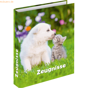 4002871467551 - Zeugnismappen-Ringbuch 46755 Hund & Katze A4 4-Ring Ø 20mm