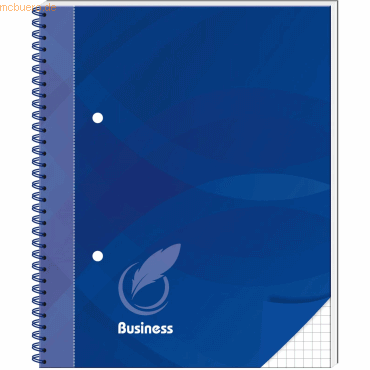4 x RNK Spiral-Notizbuch Business A5 blau kariert 96 Blatt