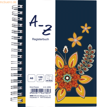 4002871467803 - Notizbuch Orient Flowers - A6 liniert 48 Blatt Register A-Z 4002871467803 RNK