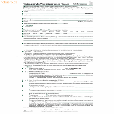 4002871054508 - 50 x Vertrag für die Vermietung eines Hauses A4 8 Seiten 4002871054508 - 50 x Vertrag für die Vermietung eines Hauses A4 8 Seiten