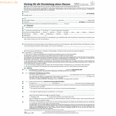 4002871054515 - Vertrag für die Vermietung eines Hauses 8 Seiten VE=10 Stück