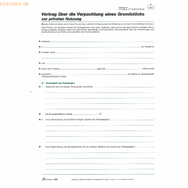 4002871055604 - 10 x Grundstückspachtvertrag für private Nutzung A4 4 Blatt