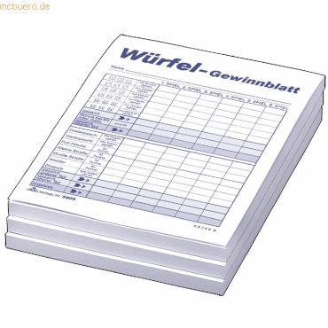 RNK Würfelspiel-Gewinnblatt A6 3x85 Blatt