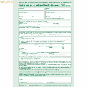 25 x RNK Kaufvertrag für ein gebrauchtes Kraftfahrzeug SD A4 6 Blatt