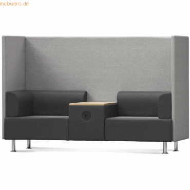 8427951180544 - Soft-Seating-System BE SOFT 2 Sitze mit Tisch m Akustik-Panel inkl Steckersystem schwarz-grau