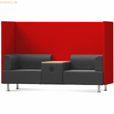 8427951218056 - Sitzsofa Be Soft Doppelsitz + Tisch grau rot