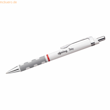 3501170770894 - rotring Druckkugelschreiber Tikky weiss Strichfarbe blau Strichstärke M gewellte und gummierte (S0770890)