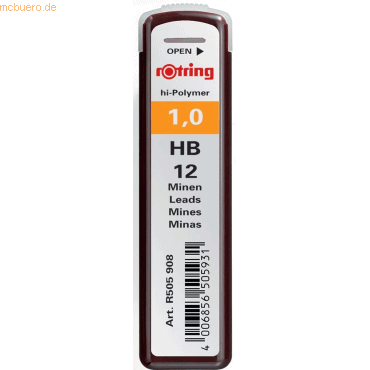 4006856505931 - rotring Druckbleistift-Minen Tikky 10 mm Härtegrad HB VE = 1 Dose à 12 Minen (S0312700)