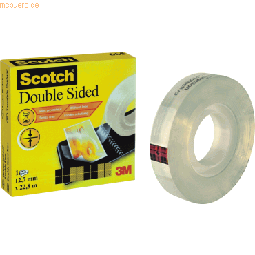 0021200726538 - Scotch doppelseitiger Klebefilm 665 12 mm x 228 m beidseitig permanent klebend Kerndurchmesser 25 mm (D6651222)