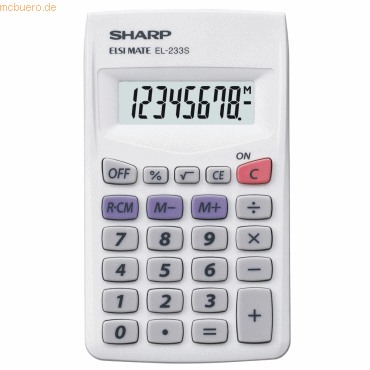 Sharp Taschenrechner EL-233 S 8-stellig Batteriebetrieb weiß