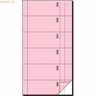 4004360920332 - 5 x Bonbuch 360 Abrisse 105x200mm 65g qm eosin mit Blaupapier 2x 4004360920332 - 5 x Bonbuch 360 Abrisse 105x200mm 65g qm eosin mit Blaupapier 2x