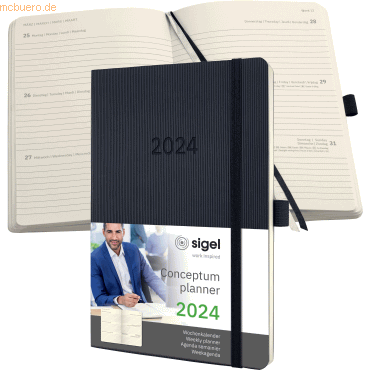 4004360790560 - Buchkalender C2522 Conceptum schwarz 1 Woche   2 Seiten 135x21cm (A5) 2025 4004360790560 Sigel