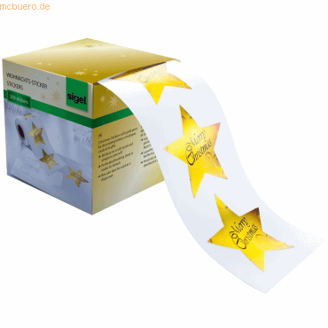 Sigel Weihnachts-Sticker Christmas Stars 47x47mm Rolle mit 200 Stück