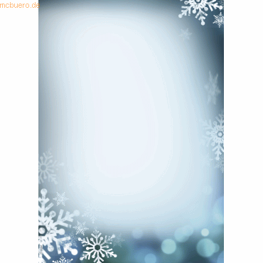 4004360802386 - Motivpapier „Blue Snowflakes“ für Weihnachten Format A4 Feinpapier blau-grün 25 Blatt