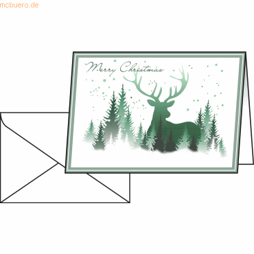 Sigel Weihnachtskarte A6 (A5) 220g/qm 25+25 Stück Christmas Forest