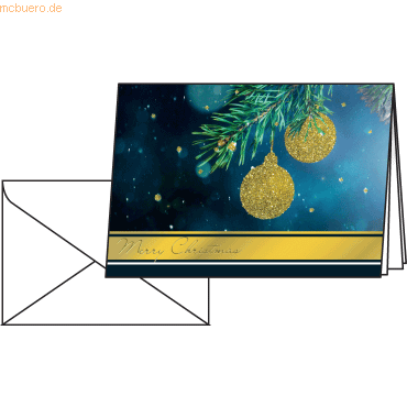 4004360809156 - Weihnachtskarte A6 220g qm 10+10 Stück Golden Glitter Lack- Foli