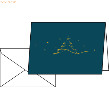 4004360795480 - 10 SIGEL Weihnachtskarten Christmas Tree petrol DIN A6 4004360795480 Sigel