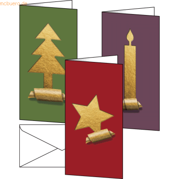 4004360795268 - Weihnachts-Karten-Set inkl Umschläge Cut-out style (gold) Weißkarton 4004360795268 Sigel