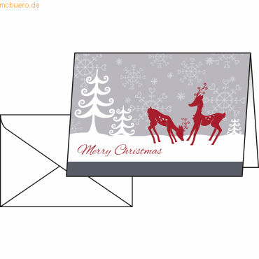 Sigel Weihnachts-Karte A6 (A5) 220g Red Deer VE=25+25 Stück