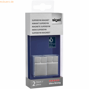 Sigel SuperDym-Magnete C30 'Ultra-Strong' 20x30mm silber VE=2 Stück