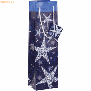 4004360844997 - Geschenktragetasche für 1 Flasche Shining Stars blau Motiv 10x8x35cm 4004360844997 5 Stück