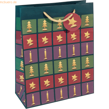 4004360799549 - Geschenktasche GT046 Cut-out style Weihnachten Large Cut-out-style Baum Kerze Stern Baum Kerze Stern 260mm x 330mm 4004360 5 Stück