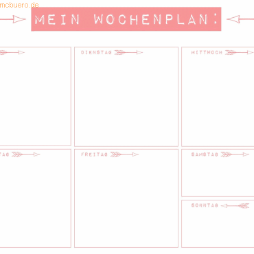 4004360821486 - 5 x Schreibunterlage A3 Mein Wochenplan rosa VE=30 Blatt