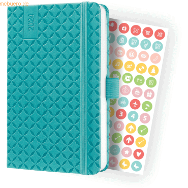 4004360789076 - Wochenkalender Jolie 2024 ca A6 1 Woche 2 Seiten Hardcover aqua