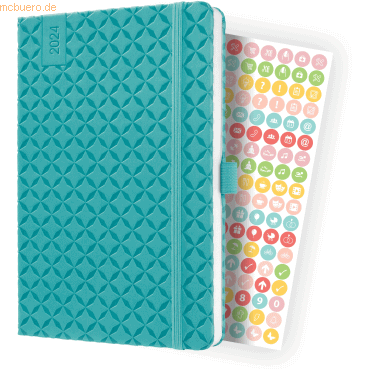 4004360789045 - Wochenkalender Jolie 2024 ca A5 1 Woche 2 Seiten Hardcover aqua