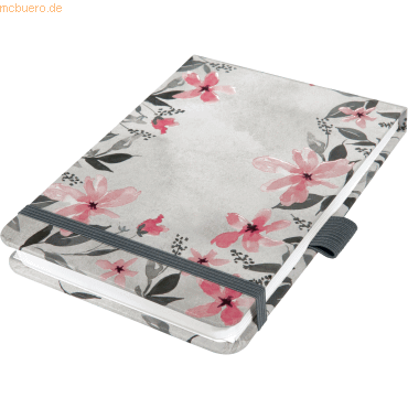 Sigel Notizblock Jolie Dot-Lineatur A6+ Loose Florals Grey 158 Seiten