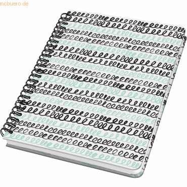 Sigel Spiral-Notizbuch Jolie Dot-Lineatur A5 Curly Mint 120 Seiten 100