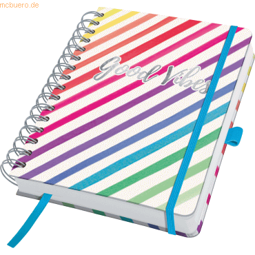 4004360799235 - Light Rainbow Vibes JN650 Spiral-Notizbuch blanko Weiß Mehrfarbig Anzahl der Blätter 240 DIN A5