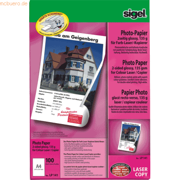 Sigel Photo-Papier für Farb-Laser/-Kopierer A4 135g/qm 100 Blatt 2seit