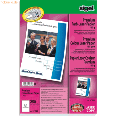 Sigel Premium-Farb-Laser/-Kopier-Papier A4 120g/qm 250 Blatt 2seitig m