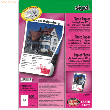 Sigel Photo-Papier für Farb-Laser/-Kopierer A4 135g/qm 200 Blatt 2seit