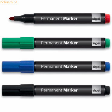 Sigel Marker permanent 1-3mm farbig sortiert VE=4 Stück