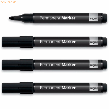 Sigel Marker permanent 1-3mm schwarz VE=4 Stück