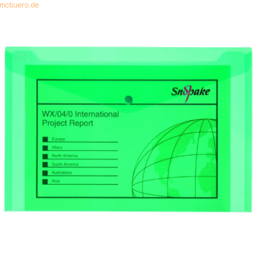 5 x Snopake Dokumententasche Foolscap 35,5x24cm electra-grün
