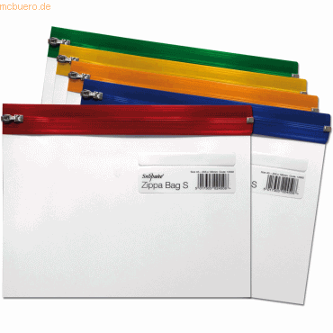 25 x Snopake Dokumententaschen A5 Zippa-Bag transparent/farbig sortier
