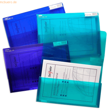5 x Snopake Dokumententasche Polywally A4 electra farbig sortiert