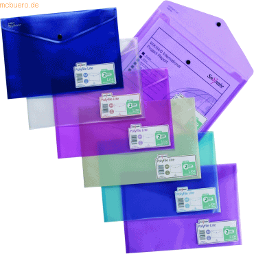 5 x Snopake Dokumententasche Lite A4 farbig sortiert