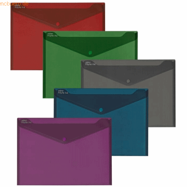 5 x Snopake Dokumententasche A4 Fusion farbig sortiert