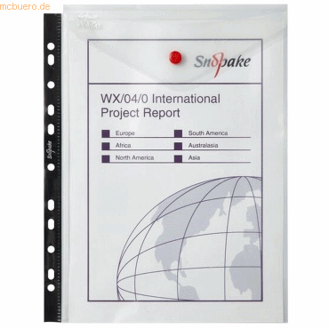 5 x Snopake Dokumentenhüllen A4 mit Abheftlochung und transparenter Kl
