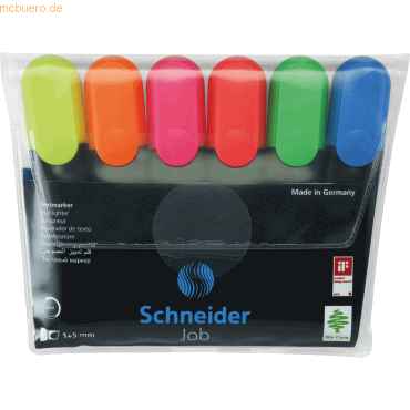 4004675021359 - Textmarker Job 500398 Etui 6-farbig sortiert 1+5mm Keilspitze 4004675021359 6 Stück