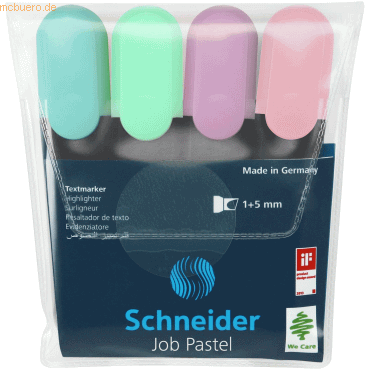 4004675135940 - Textmarker Job Pastell 115098 Etui 4-farbig sortiert pastell 1-5mm Keilspitze 4004675135940 4 Stück