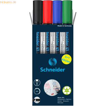 4004675143044 - Boardmarker-Set Maxx 293 129384 Etui 4-farbig sortiert 2-5mm Keilspitze 4004675143044 4 Stück