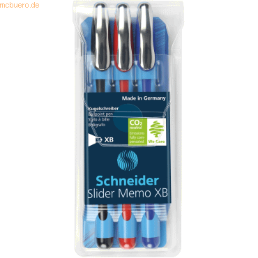 Schneider Kugelschreiber Slider Memo XB Etui mit rot blau schwarz