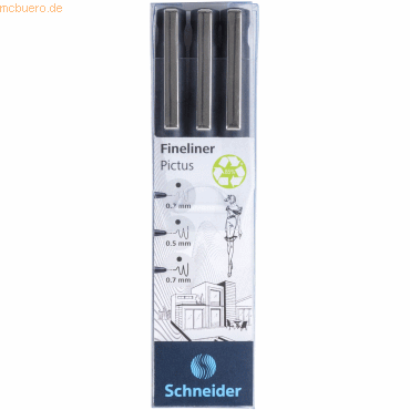 Schneider Fineliner Pictus 0,3/0,50,7mm schwarz VE=3 Stück