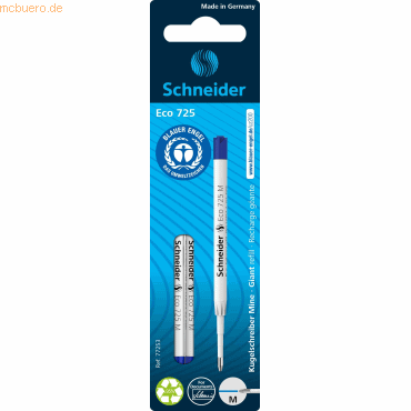 4004675148698 - Kugelschreiber Mine Eco 725 M blau Blisterkarte mit 2 Stück 4004675148698 Schneider 4004675148698 - Kugelschreiber Mine Eco 725 M blau Blisterkarte mit 2 Stück 4004675148698 Schneider